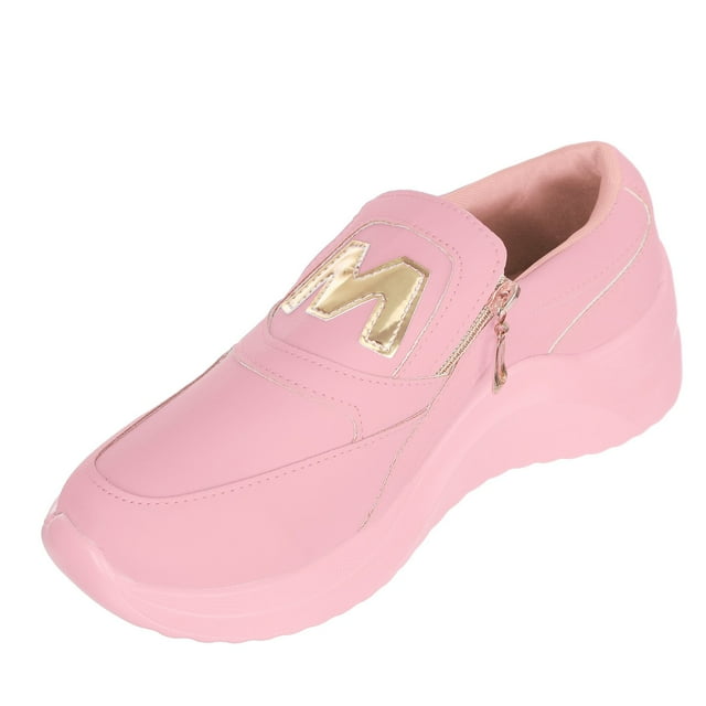 Espadrilles Décontractées pour Femmes en Maille Mode Décontractée Confortables à Semelles Compensées à Fermeture Éclair Espadrilles de Course Femme Espadrilles pour Femmes Chaussures (Rose, 8)
