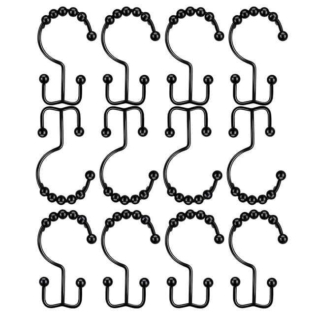 Bewildely 12 ganchos para cortina de ducha, perchas para cortinas de habitación de Hotel, anillos colgantes para bañera, accesorios para interiores y Accesorios de baño Negro Bewildely HA062211-02B