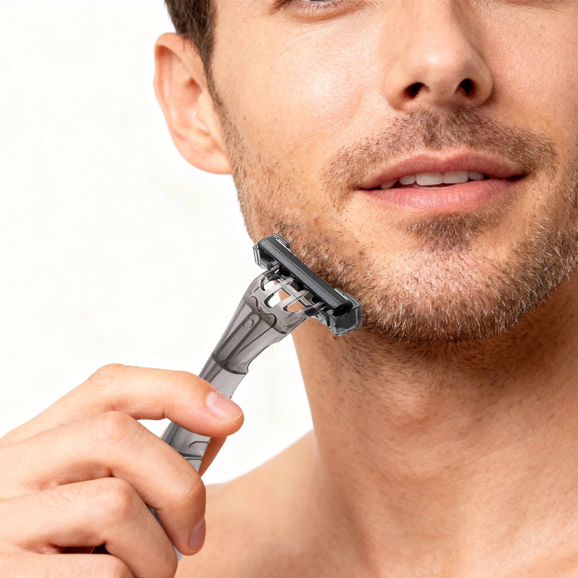 Wholesale Three-Blade Disposable Razors - 100 Pack (Gray), Stainless Steel Blades, Individually Packaged | For Travel, Guesthouses, Homeless