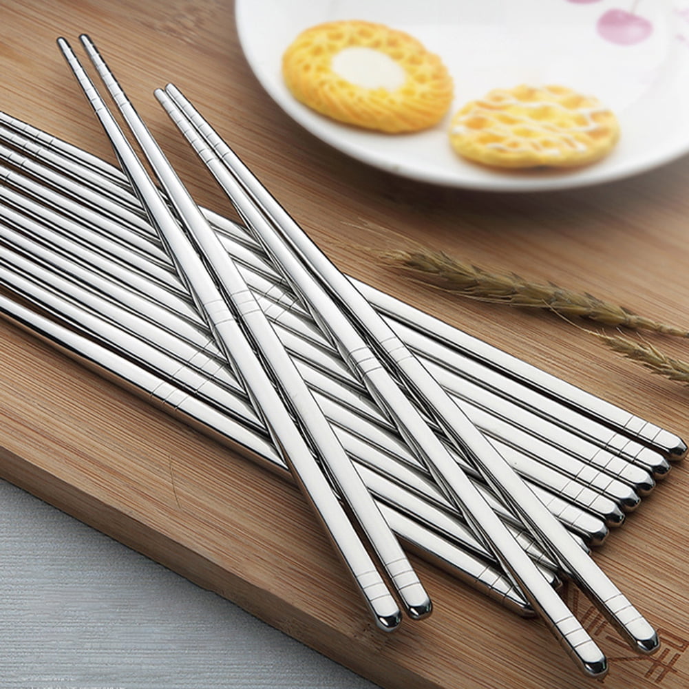 Metal Chopstick Set 5 Pairs Reusable 304 Stainless Steel Chopsticks Polished Multicolor Lightweight Chopsticks for Traditional Home Kitchen Dining 