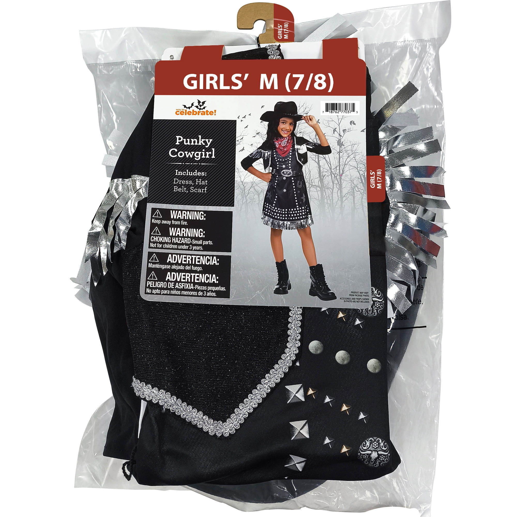 Punky Cowgirl Halloween Costume for Children, Girls' Size M (7/8), by Way to Celebrate