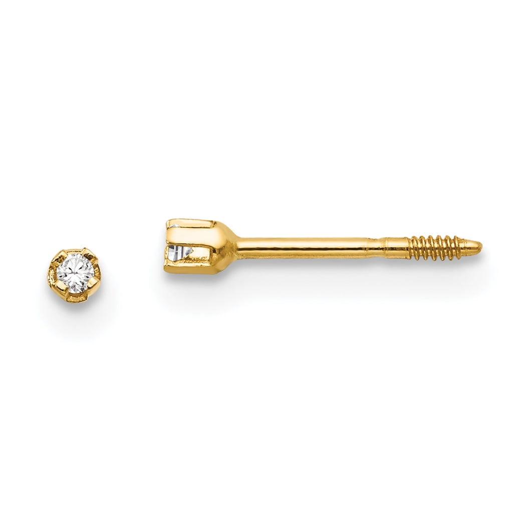 Pair Kid Men Unisex 3mm Tiny Small Ball Stud Earrings 14K Yellow Gold Plated