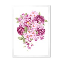 Designart 'Bouquet Of Pink Retro Flowers' Traditional Framed Art Print