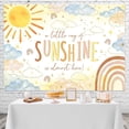 thumbnail image 3 of Fondo personalizado para baby shower con diseño de sol, un pequeño rayo de sol, bohemio, arcoíris y nubes, decoración para fiesta de baby shower, pancarta, accesorios para estudio fotográfico (2,1 x, 3 of 7