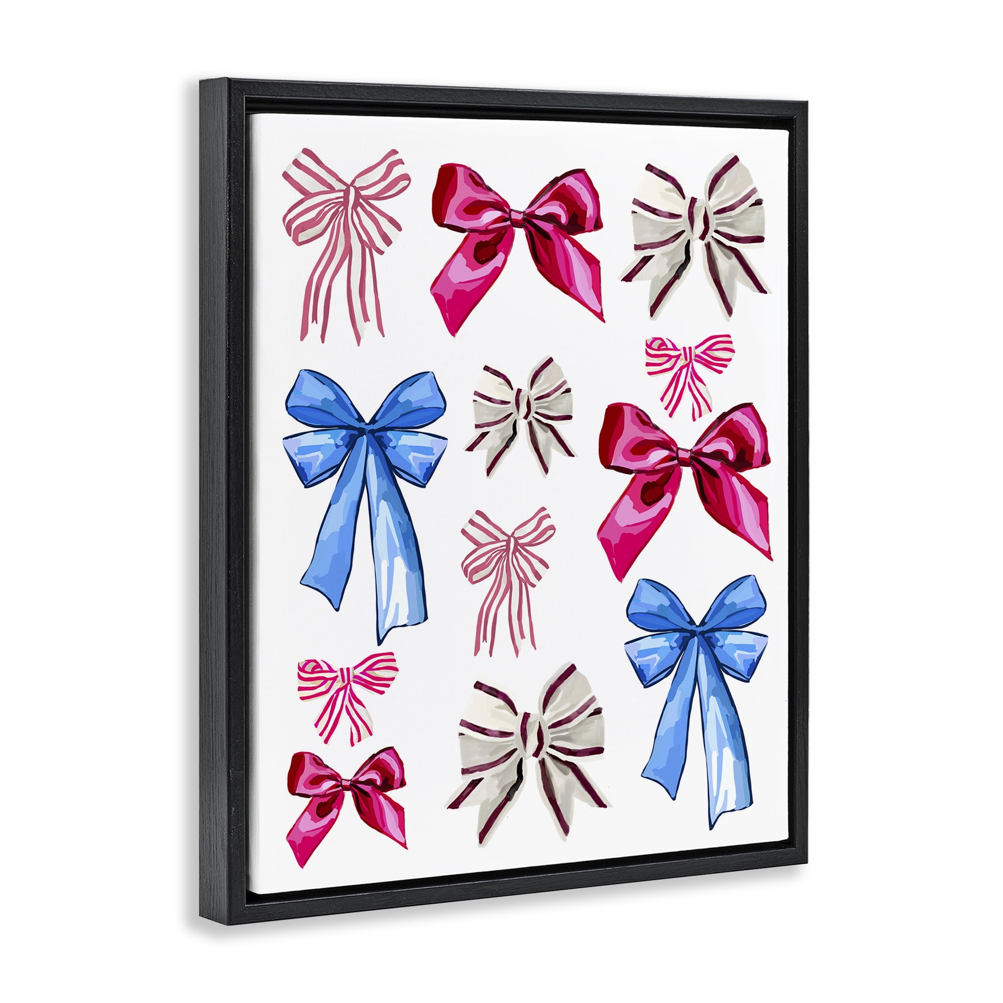 Stupell Industries Varied Fashion Ribbons Beauty & Fashion Painting Black Floater Framed Art Print Wall Art, 17 x 21