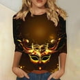 thumbnail image 2 of QATAINLAV Deals Today Women's Mardi Gras Outfit 3/4 Sleeve Outfit Trendy Print Graphic Tees Blouses Casual Pullover Tops Outfit Multicolor XXL, 2 of 6