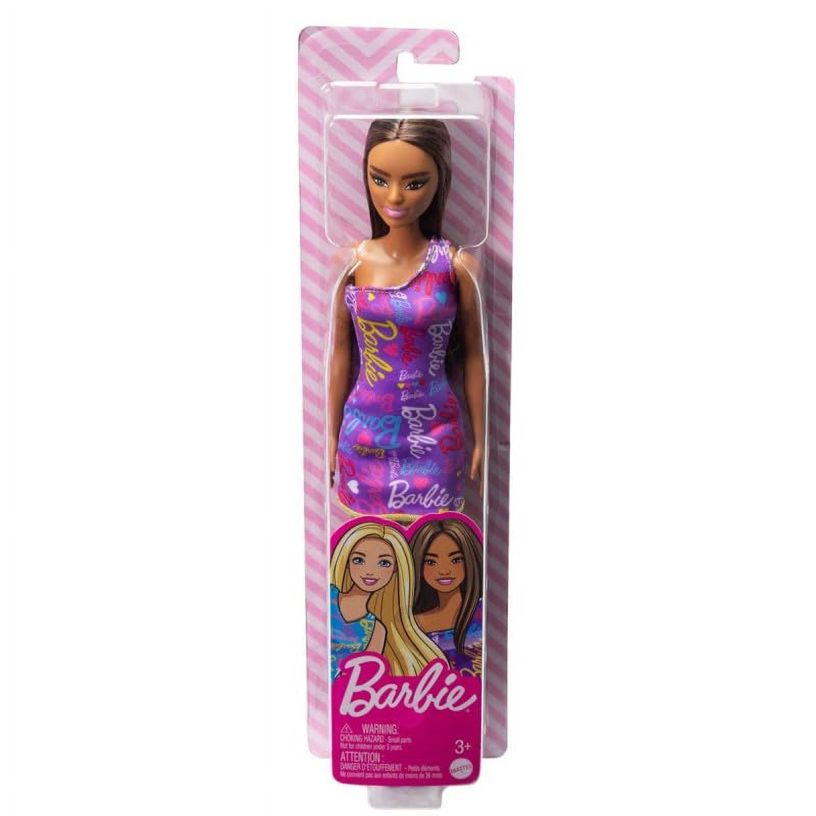 Barbie Fabulous Dolls with Signature on Dress in Blue, Purple, and Pink (Bundle of 3)
