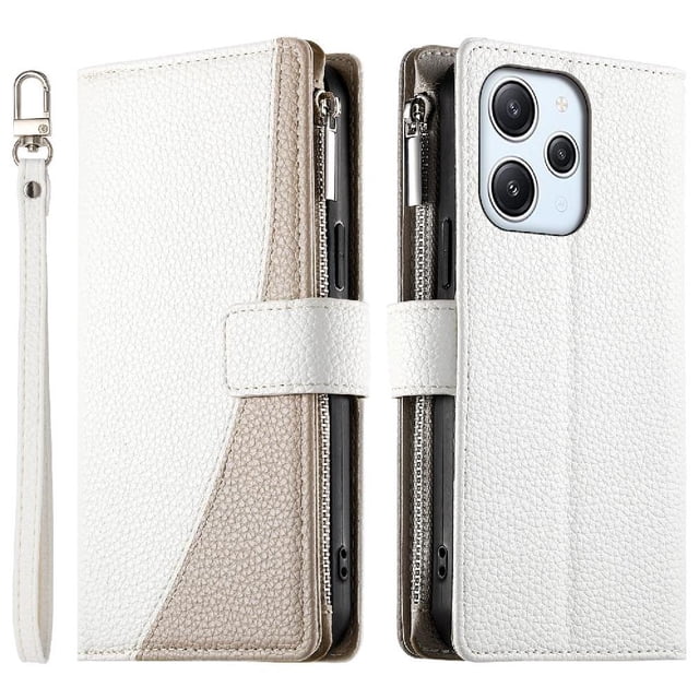 Funda cartera GANGXUN para Xiaomi Redmi 12 4G/5G , cuero PU con tarjetero, cremallera, correa de mano, soporte y protección 939°