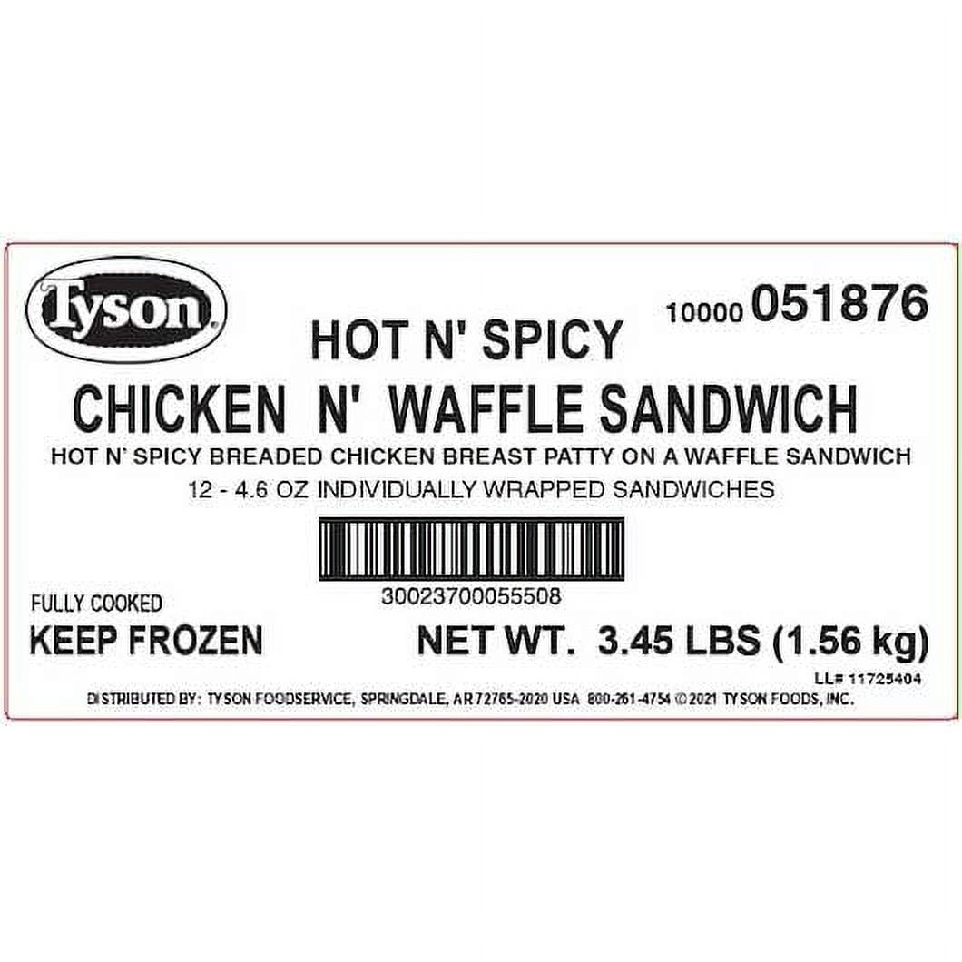 Tyson Hot N Spicy Chicken and Waffle Sandwich, 0.288 Pound -- 12 per Case