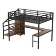 thumbnail image 6 of Queen Size Loft Bed Frame with Built-in Wardrobe, Heavy-Duty Metal Loft Bed with L-shaped Desk and USB, LED, High Loft Bed  for Adults, No Box Spring Needed, Wood, 6 of 7