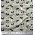 thumbnail image 1 of Soimoi Poly Georgette Fabric Bow & Boston Terrier Dog Decor Fabric Printed Yard 52 Inch Wide, 1 of 1