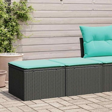 vidaXL Patio Sofa Set with Cushions Sectional Stools 2 Piece Poly Rattan Acacia