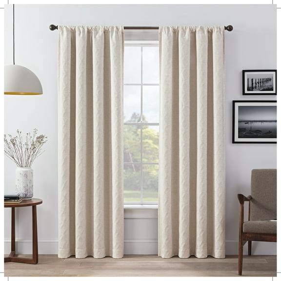 Eclipse Lollie Blackout Thermalayer, Rod Pocket Window Curtain Panel Pair, 2 Panels, 52 in Wide x 84 in Long, Ivory