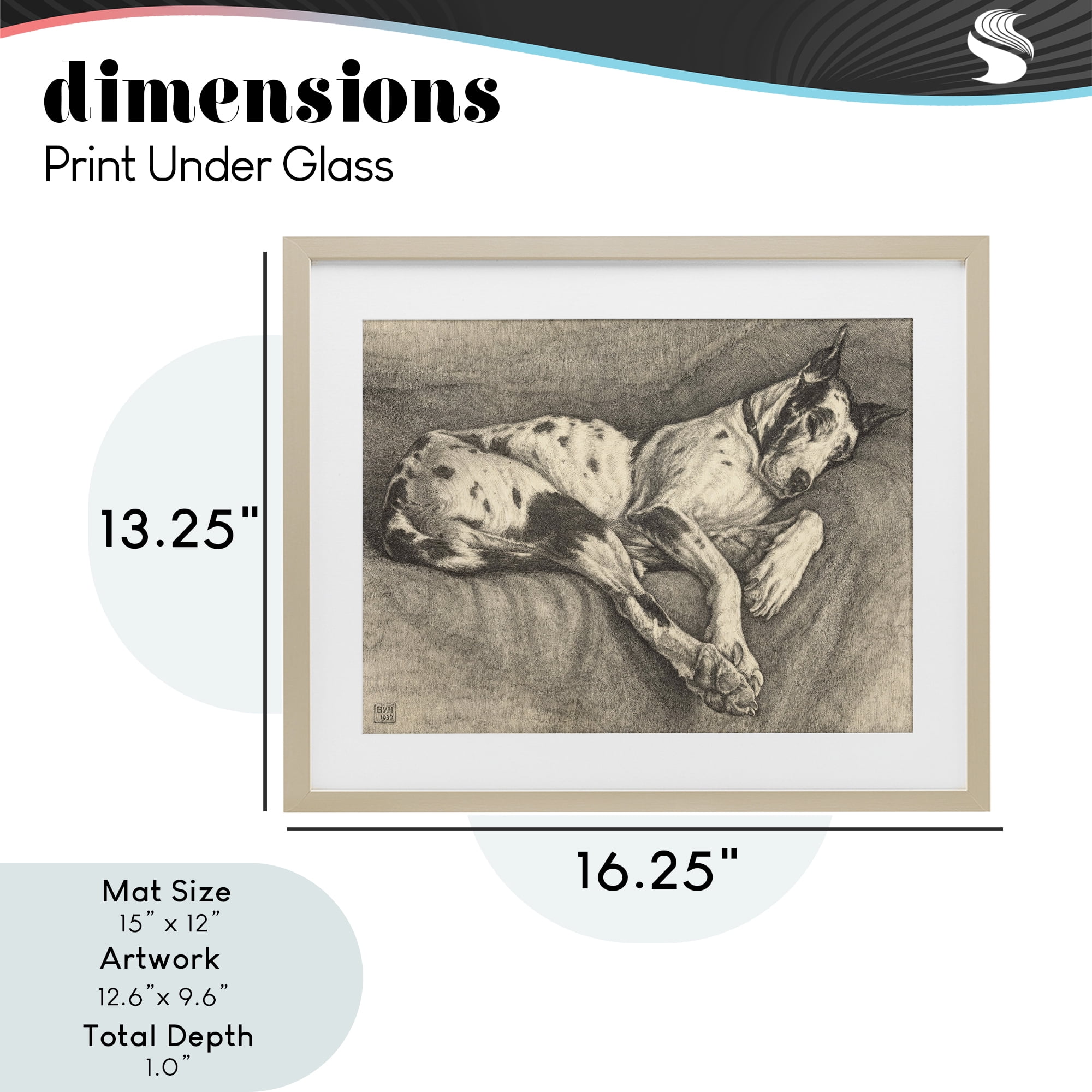 Stupell Industries Sleeping Hound Drawing Birch Framed Print Under Glass, design by Bertha Van Hasselt
