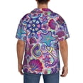 thumbnail image 5 of Naloa Cute Nautical Men's Loose Fit Cuban Collar Short-Sleeve Shirt with Button-down and Chest Pocket for Everyday Wear Outings - Large, 5 of 7