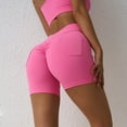 thumbnail image 2 of HBYJLZYG Women's Short Hip Lift Fitness High Waist Stretch Athletic Yoga Shorts With Cargo Pockets Workout Running Biker Shorts For Women, 2 of 3