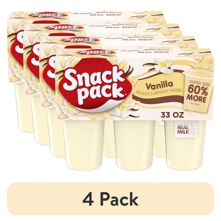 (4 pack) Snack Pack Super Size Vanilla Pudding, 5.5 oz Pudding Cups, 6 Count