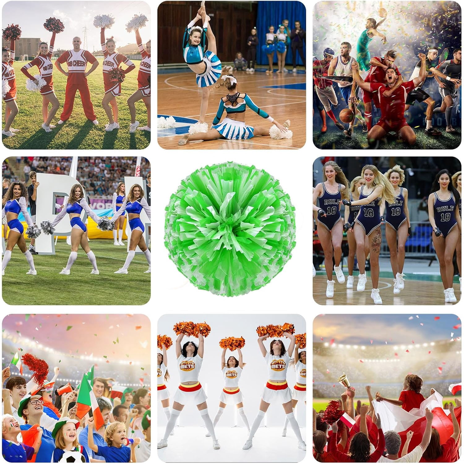 24 Pack Cheerleading pom poms,Cheer pom poms Sports Dance Cheer Plastic Pom Poms Cheerleading for Sports Team Spirit Cheering (Blue+Pink+White)