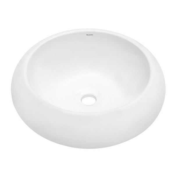 Ruvati 18 Inch Round Bathroom Vessel Sink White Above Vanity Counter Circular Porcelain Ceramic Walmart Com Walmart Com