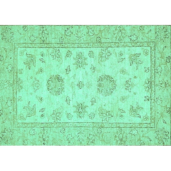 Ahgly Company Indoor Rectangle Oriental Turquoise Blue Traditional Area Rugs, 5' x 7'