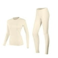 thumbnail image 4 of Sakmal Womens Thermal Underwear Set Long Johns Sleepwear Beige Warm Base Layer for Women, 4 of 5