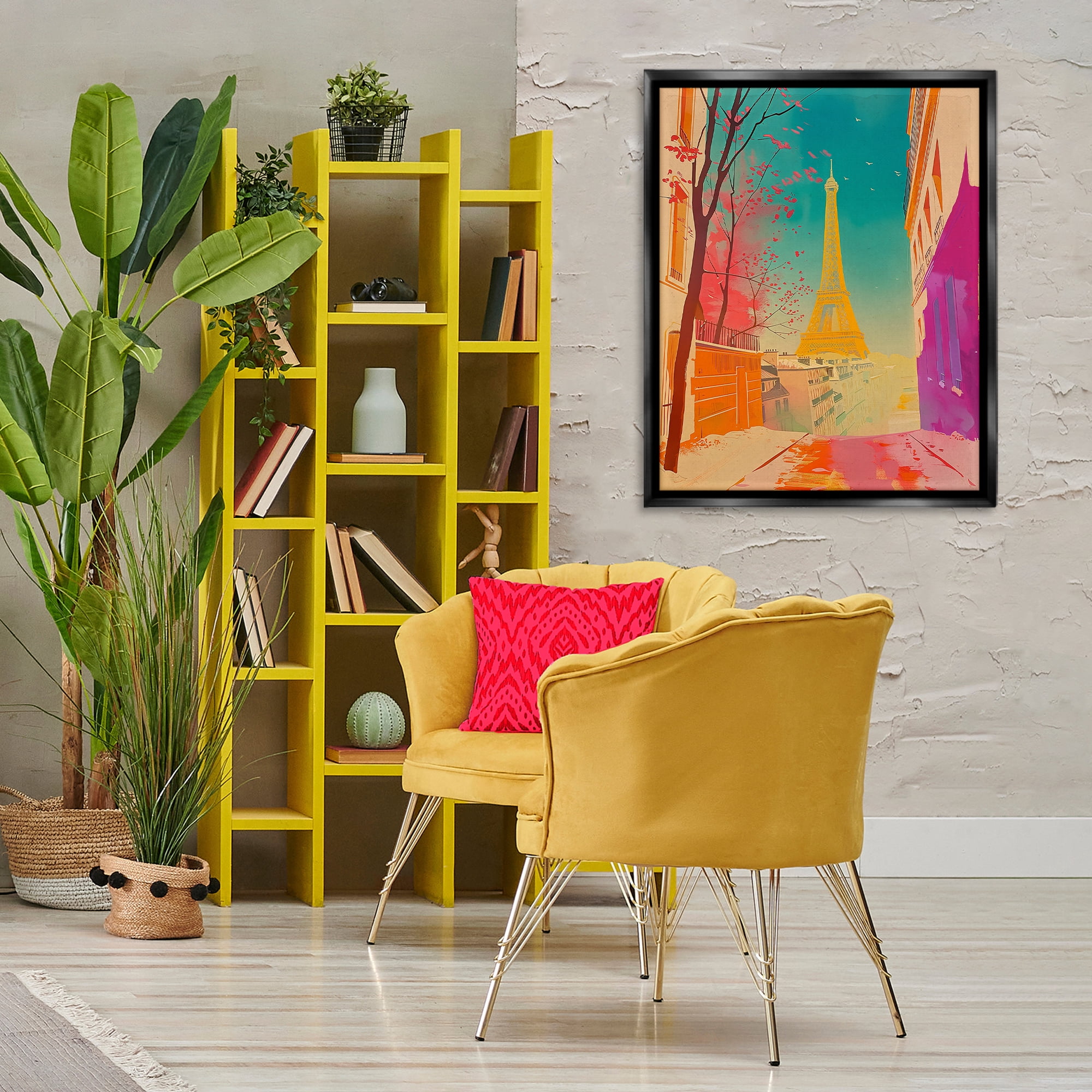 Stupell Industries Abstract French View Town & City Painting Black Floater Framed Art Print Wall Art, 25 x 31