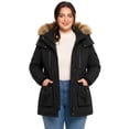 thumbnail image 3 of Wantdo Women's Plus Size Puffer Jacket Quilted Winter Coat Warm Hooded Winter Jacket Black 4X, 3 of 9