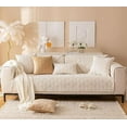 thumbnail image 2 of NAMZI Super Soft Velvet Quilted Sofa Couch Covers Non-Slip Sectional Couch Cover Leaf Pattern Plush Sofa Slipcover Furniture Protector for Pets Kids Children Dog Cat (Cream B,36"x70"), 2 of 5