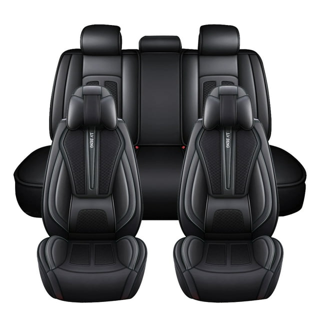 Maidao Car Seat Covers Full Set for Cadillac for SRX 2003-2016 5 Seats Front Rear Cushion Protector with Pillow Black
