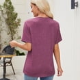 thumbnail image 4 of Sexy Dance Blouses for Women Short Sleeve Shirts Casual Dressy Summer Tops with Pleats Wine Red S, 4 of 8