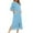 Sky Blue, variant on Robes For Women Zipper Front Bathrobe Half Sleeve House Coat Long Nightgown With Pockets Soft Loungewear S-3XL