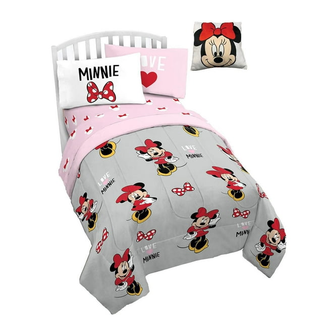 Minnie Mouse Ensemble de Literie 5 Pièces pour Lit 1 Place + En Prime un Sac