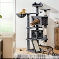 thumbnail image 2 of Yaheetech 57.4''H Cat Tree Tower Cat Tree with 2 Condos, Scratching Posts, Ramp, Dark Gray, 2 of 9
