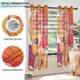 thumbnail image 3 of Yayeee Window Curtains Light Filtering 63"x52" Grommet Panel Pair Home Living Room Decor, Orange Hand Drawn Floral, 3 of 7