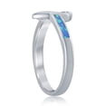 thumbnail image 3 of 925 Sterling Silver Rhodium Plated Open Heart Created White/Blue Inlay Opal Ring Including 6mm Round Created Blue Opal Stud Earrings Jewelry Set, 3 of 5