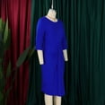 thumbnail image 6 of Womens Business Work Office Crew Neck Pencil Dress Elegant Ruched Long Dress, 6 of 8