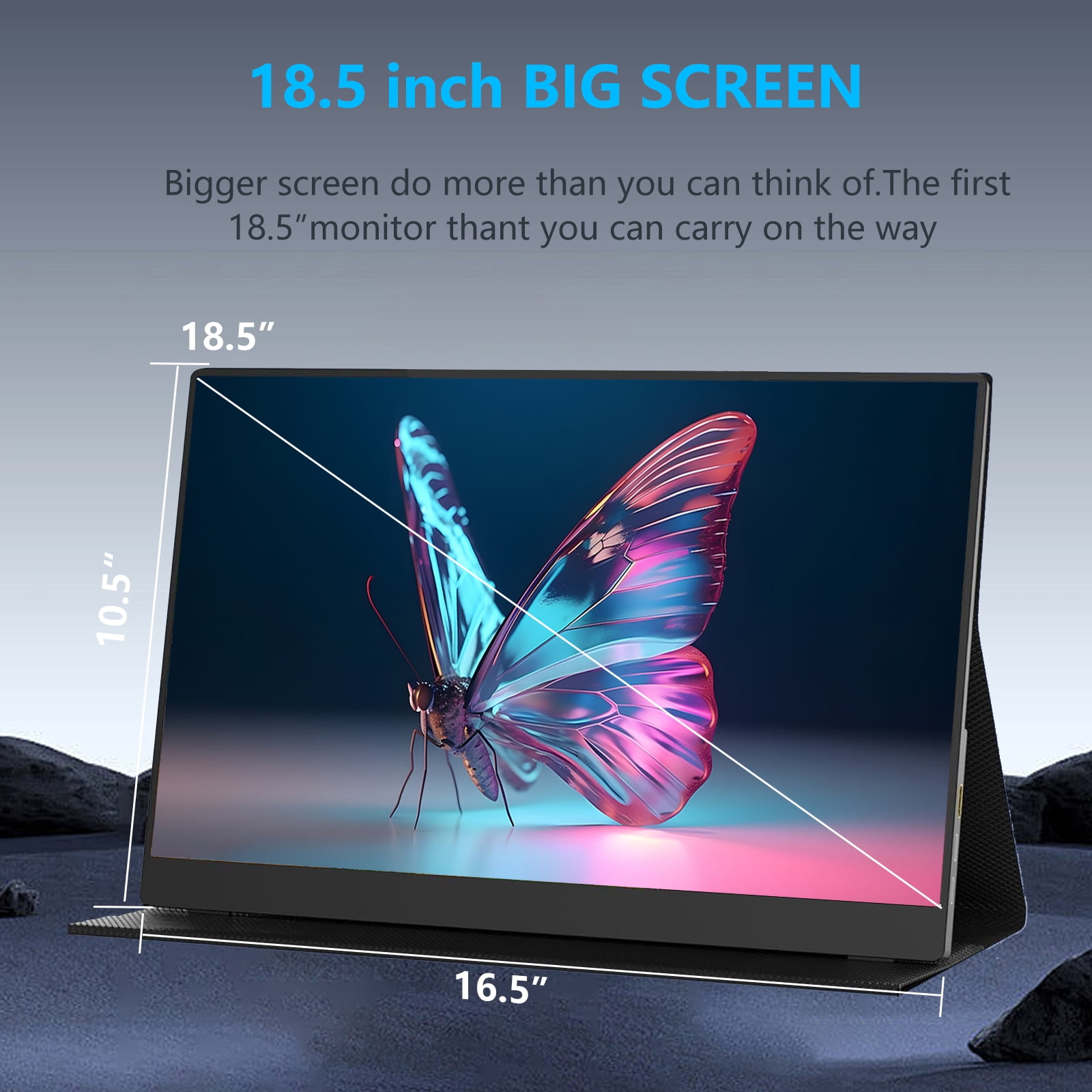 REHISK 18 inch Portable monitor FHD 1080P 100HZ Gaming Monitor Adjustable Stand USB-C Mini HDMI External Monitor