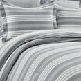 thumbnail image 3 of Lush Decor Farmhouse Yarn Dyed Stripe Eco-Friendly Recycled Cotton Reversible Comforter, Full/Queen, Gray/White, 5-Pc Set, 3 of 9