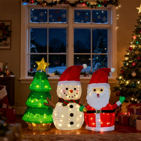 UBesGoo Christmas Outdoor Decoration Outdoor Snowman Santa Christmas Tree Decorations for Home Indoor Lawn Yard