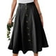 thumbnail image 1 of Falda larga plisada Botones delanteros de talle alto Falda plisada de color puro para mujer Lady Dating Negro M, 1 of 6