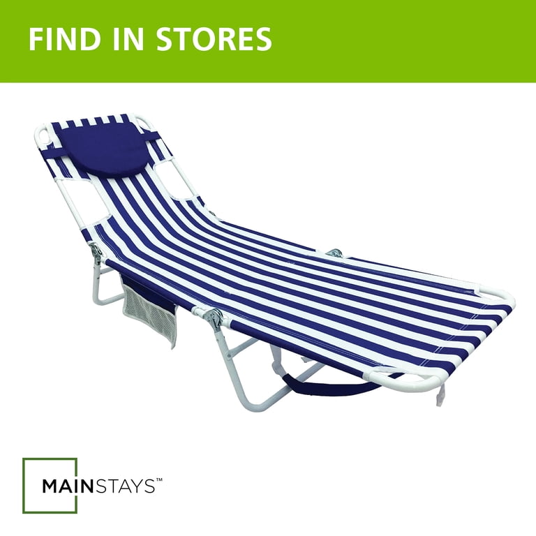 Mainstays Folding Backpack Face-Down Beach Fabric Lounger, Blue