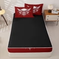thumbnail image 4 of Homewish Halloween Wing Skull Zipper Twin Comforter Sets with Fitted Sheet and 2 Pillowcases,Sharp Spiked Print Zipper Bedding Set,Scarlet Red White,Black Reversible,4pcs, 4 of 7