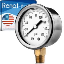 MEANLIN MEASURE 0~60Psi in acciaio inox 1/8 NPT 1,5 quadrante facciale, manometro riempito con glicerina, liquido riempito, acqua olio aria, montaggio posteriore, con 1/8 x 1/4 NPT e 1/8 x 3/8