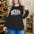 thumbnail image 4 of SwiftWear Christmas Themed Crewneck Sweatshirt for Women - Merry Christmas Graphic Pullover Tops Cozy Long Sleeve Holiday Wear Black, 4 of 8