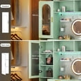 thumbnail image 6 of Homieasy 48'' Makeup Vanity with Hutch, White Bedroom Vanity with Charging Station and LED, Tall Vanity Table with Pegboard, Mirror, 5 Big Drawers & Shelves, Cabinet, Bedroom Dressing Table, Cyan, 6 of 11