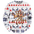 thumbnail image 4 of Chandail à Capuche Sans Capuche pour Hommes Hiver Chaud Col Rond Chandail Imprimé Flocon de Neige Père Noël Décontracté Confortable Doux, 4 of 4