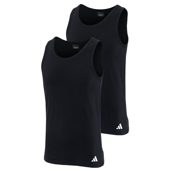 adidas Gilets pour Hommes, Lot de 2 - Camisole, Coton Active Flex, Sans Manches, Couleur Unie Noir G (Grand)