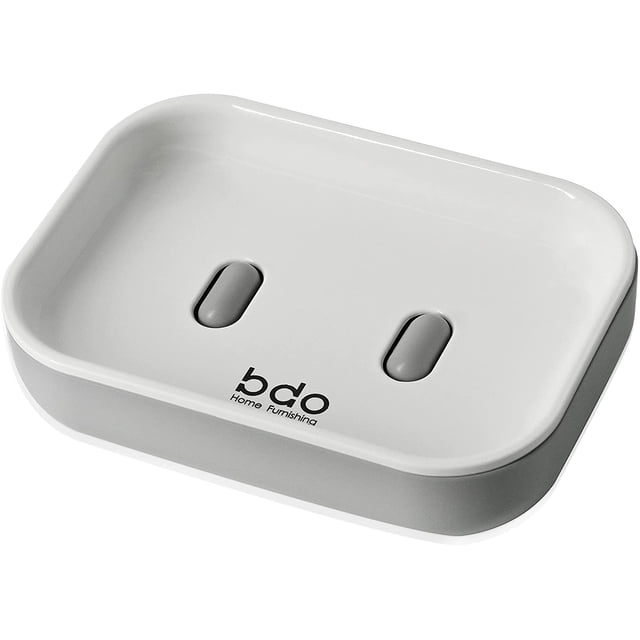 Jaboneras de baño con jabonera de drenaje Jabonera de ducha de plástico gris y blanco de 2 capas Jabonera de estilo nórdico elegante Jabonera de cocina para el hogar JFHHH pequeña