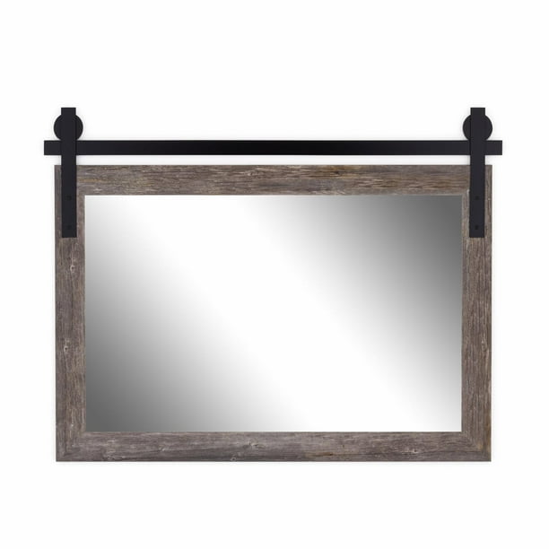 Hitchcock Butterfield Reclaimed Gray Seneca Square Barn Door Mirror