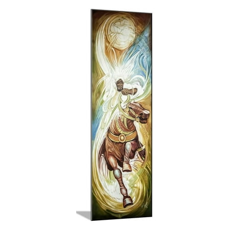 Ethiopian Wood - Painting of a Horse Rider by an Ethiopian Artist Wood Mounted Print Wall Art By Gabrielle and Michel Therin-Weise